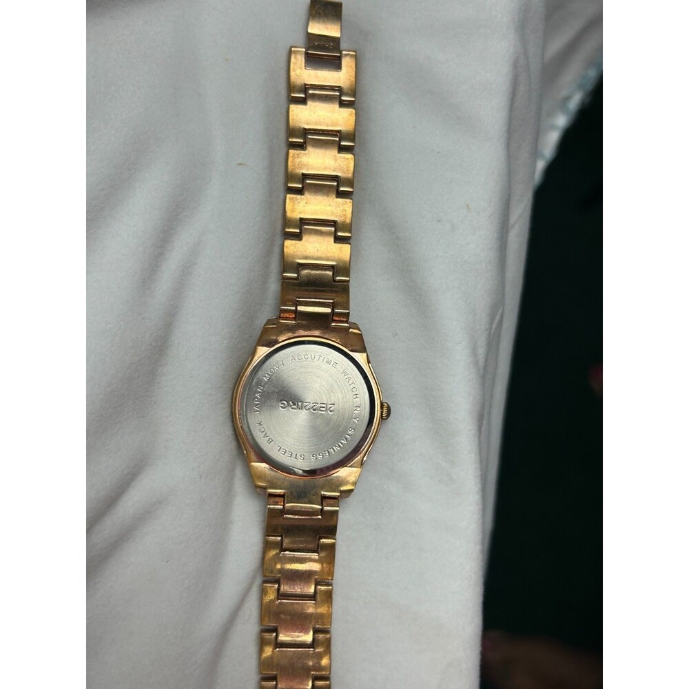 Accutime Women Gold Tone Watch Rhinestone Bezel Quartz Japan 2E22IRG Untested - Picture 6 of 6